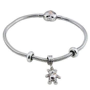 Silver & 9ct gold Clogau Charm Bracelet